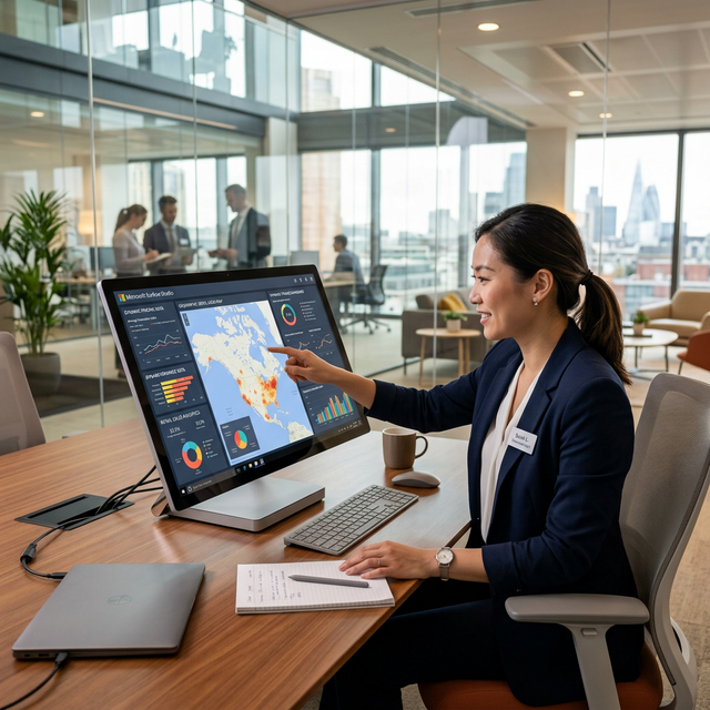 Business analyst reviewing geographic pricing data